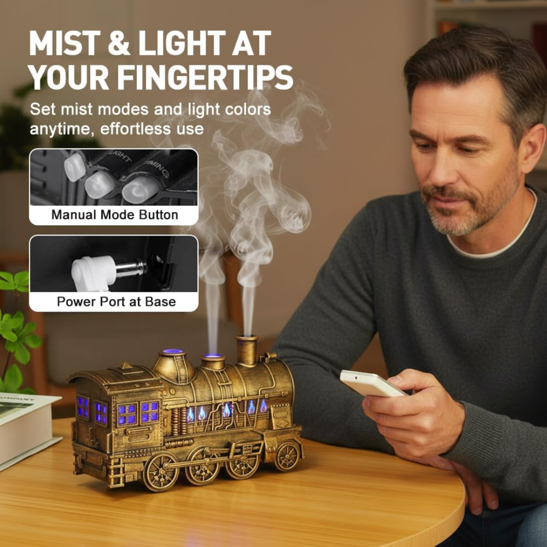 Vintage Train-Shaped Steam Diffuser